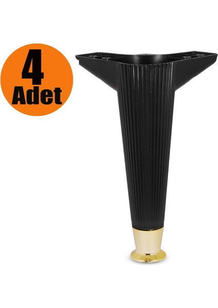 Mobilya Kanepe Koltuk Sehpa Ayağı 22 cm Siyah Baza Ayak (4 Adet)