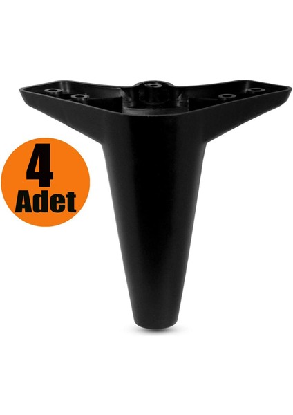 Mobilya Kanepe Sehpa Koltuk Ayağı Siyah Baza Ayak 12 cm (4 Adet)
