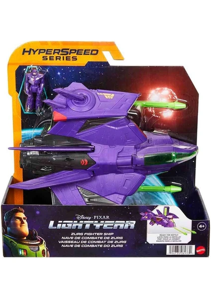 Zurg Savaş Uçağı Figürü (24 Cm), Zurg Figürü (6 Cm) ile Özgün Detaylara Sahip, 4 Yaş ve Üzeri Hhj61