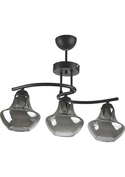 Fuji Özel Tasarım Spor Modern Dekoratif Salon Siyah Renk Füme Camlı 3 Lü Avize fiyatları