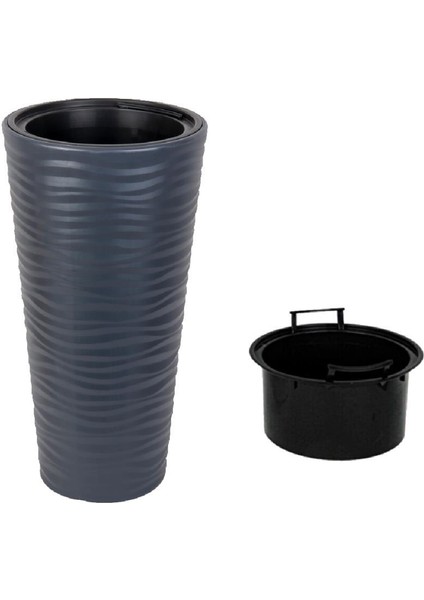 Antrasit Kumsal Vazo Dekoratif Uzun Saksı 5.5 Lt 30*57CM