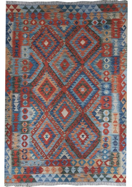 Cotton Pamuklu Çok Renkli Otantik ve Etnik Desenli Kilim