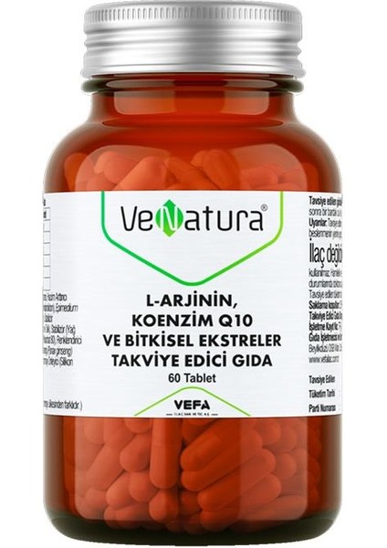 L-Arjinin Koenzim Q10 ve Bitkisel Ekstreler Takviye Edici Gıda 60 Tablet