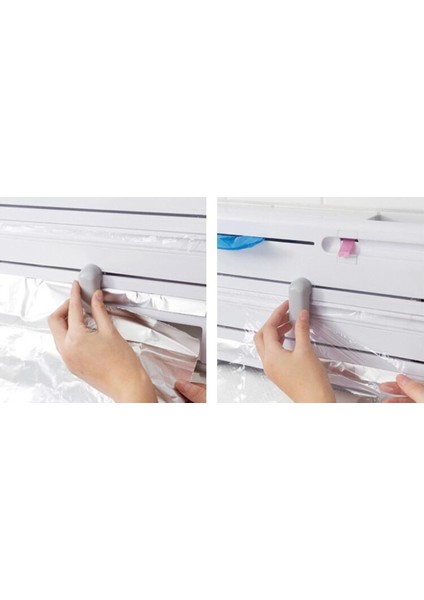 Doldurulabilir Plastik Wrap Dispenser Film Kesici Altı Bir Plastik Wrap Kesici Rulo Kağıt Raf Mutfak Organizatör Plastik Sarma Duvara Monte Mutfak Rafları Beyaz (Yurt Dışından) indirimleri