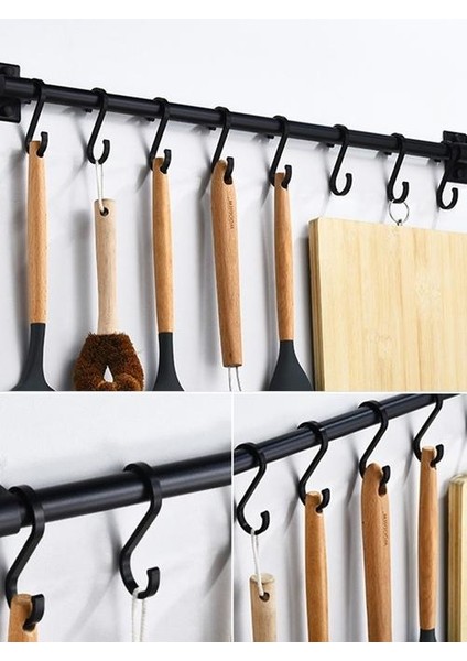 50 cm Siyah Mutfak Kanca Raf Duvara Monte Kiler Aracı Tutucu Mutfak Gereçleri Için Mutfak Raf Alüminyum Kiler Bar Depolama Raf Duvara Monte Mutfak Rafları (Yurt Dışından)
