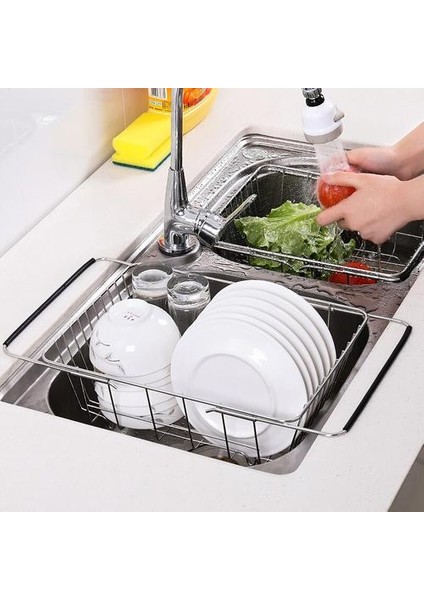 Paslanmaz Çelik Ayarlanabilir Evye Çanak Drenaj Raf Tek Katman Genişletilebilir Kurutma Sepeti Meyve Kase Süzgeç Tutucu Mutfak Eşyaları Raflar ve Tutucular (Yurt Dışından) modelleri