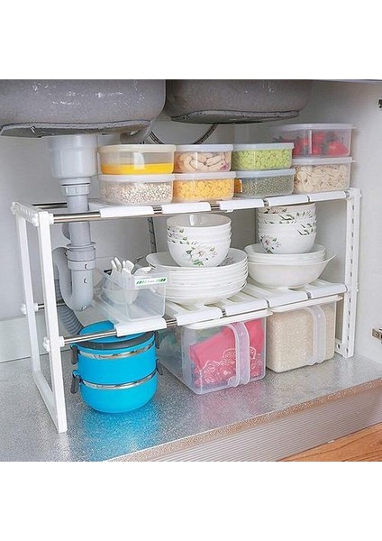 1 Adet Çok Amaçlı Ayarlanabilir Uzatılabilir Mutfak Banyo Lavabo Raf Raf Organizatör Depolama Düzenli Beyaz Raflar ve Tutucular (Yurt Dışından) modelleri