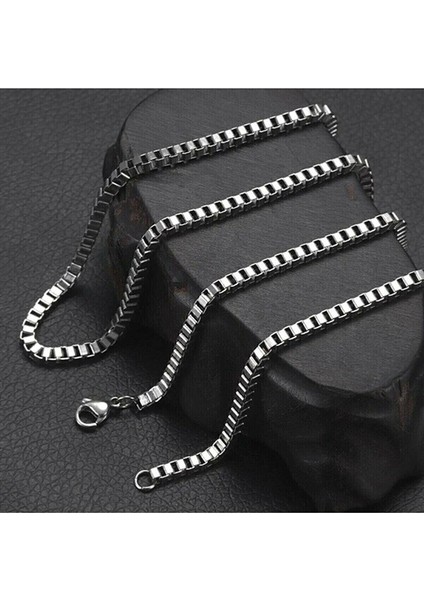 Kare Küp Model Unisex Kolye Zincir 3mm 75CM
