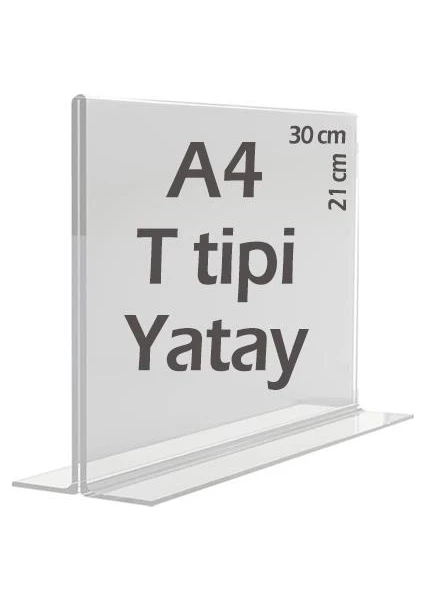 30x21 cm  A4 T-Tipi Yatay Şeffaf Föylük Menü Broşürlük Etiketlik