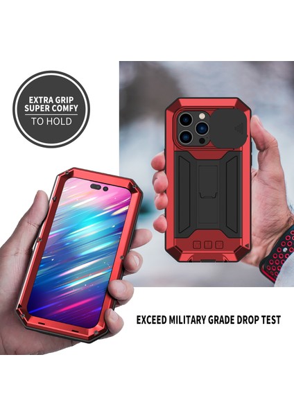 Iphone 14 Pro Max (Kırmızı) Için R-Şok Geçirmez Su Geçirmez Toz Geçirmez Çanta