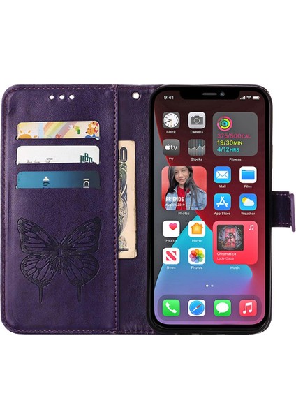 Iphone 14 Pro Max (Dark Purple) Için Kabartmalı Kelebek Deri Telefon Kasası fiyatları