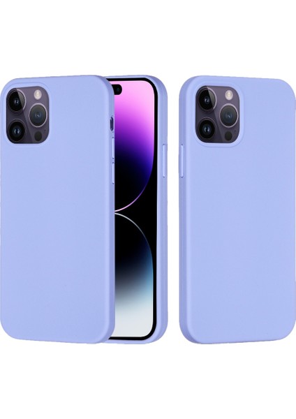 Iphone 14 Pro Max (Mor) Için Düz Renkli Silikon Telefon Kılıfı