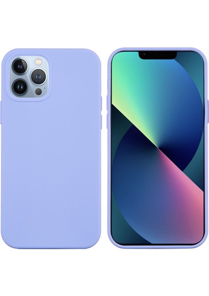 Iphone 14 Pro Max (Mor) Için Düz Renkli Silikon Telefon Kılıfı