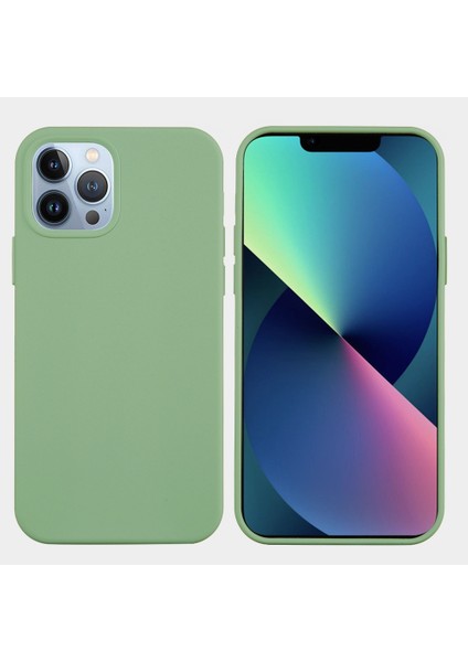 Iphone 14 Pro Max (Mint Green) Için Düz Renkli Silikon Telefon Kılıfı