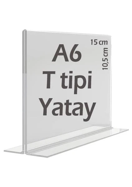 15x10,5 cm A6 T-Tipi Yatay Şeffaf Föylük Menü Broşürlük Etiketlik