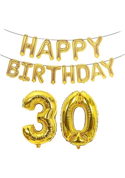 Sayı Alüminyum Folyo Balon Dekorasyon Seti, Stil: 30 (Altın) (Yurt Dışından)