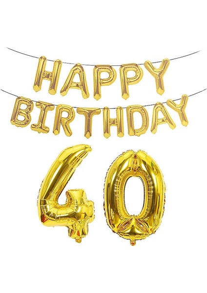 Sayı Alüminyum Folyo Balon Dekorasyon Seti, Stil: 40 (Altın) (Yurt Dışından)