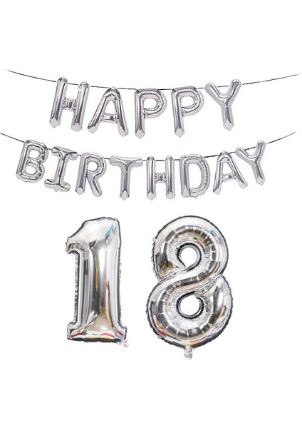 Sayı Alüminyum Folyo Balon Dekorasyon Seti, Stil: 18 (Gümüş) (Yurt Dışından)