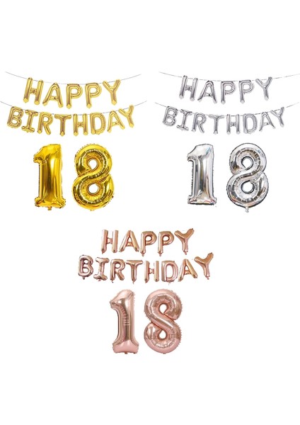 Sayı Alüminyum Folyo Balon Dekorasyon Seti, Stil: 18 (Gümüş) (Yurt Dışından)