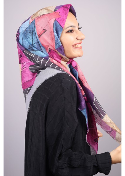 Desenli Keten Flamlı Eşarp - DESEN-531 - Renk-14