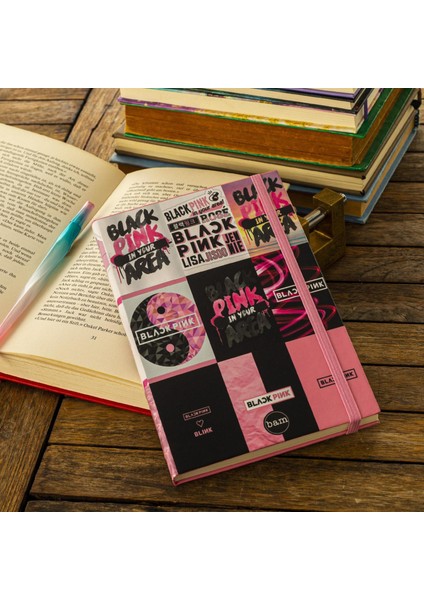 Black Pink Tasarımlı Lastikli Defter modelleri