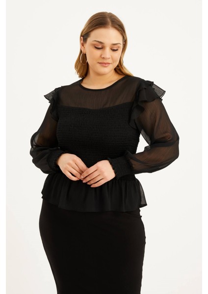 Astarlı Şifon Gipe Detaylı Bluz fiyatları