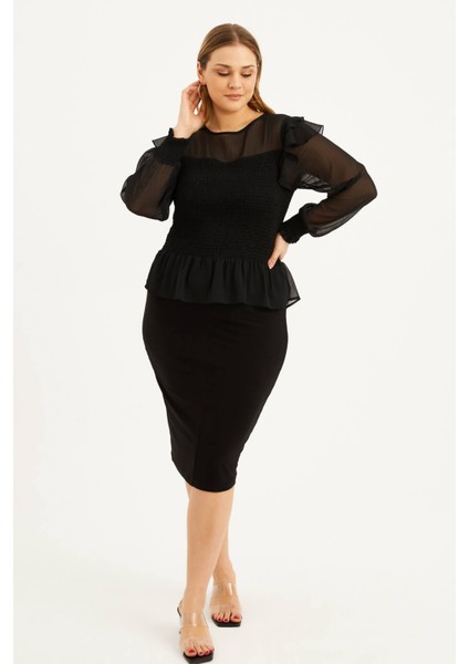 Astarlı Şifon Gipe Detaylı Bluz indirimleri