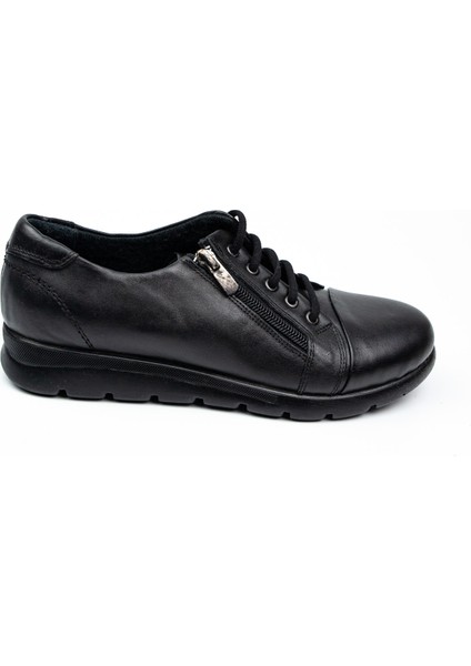789 Fermuarlı Bağcıklı Siyah Deri Kadın Günlük Ayakkabı fiyatları