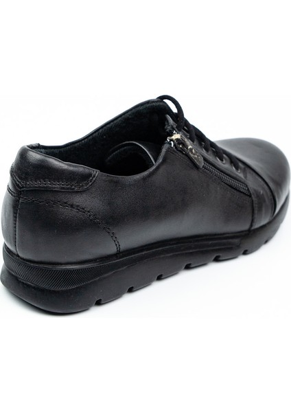 789 Fermuarlı Bağcıklı Siyah Deri Kadın Günlük Ayakkabı fırsatları