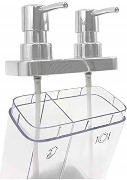 Viva Sıvı Sabunluk, Süngerli, 2'li, 12,5 x 13,5 x 22 Cm, 0,3 Lt ve 0,6 Lt Hazne, Şeffaf K modelleri