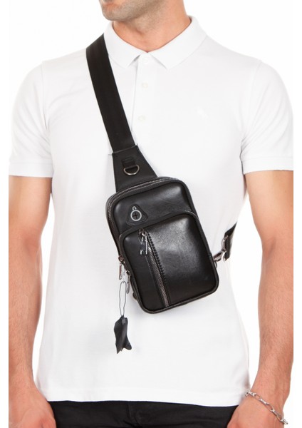Deri Unisex Kulaklık Çıkışlı Mini Bodybag | Omuz Çantası | Çapraz Çanta