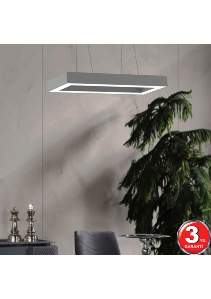 Hegza Lighting Mesita Gri Kasa Sarı Işık Ledli Sarkıt Modern LED Avize