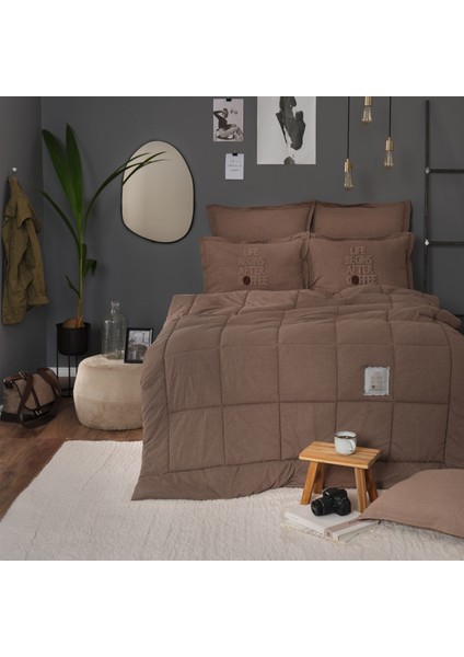 Motto Cotton Comfort Çift Kişilik Kahve