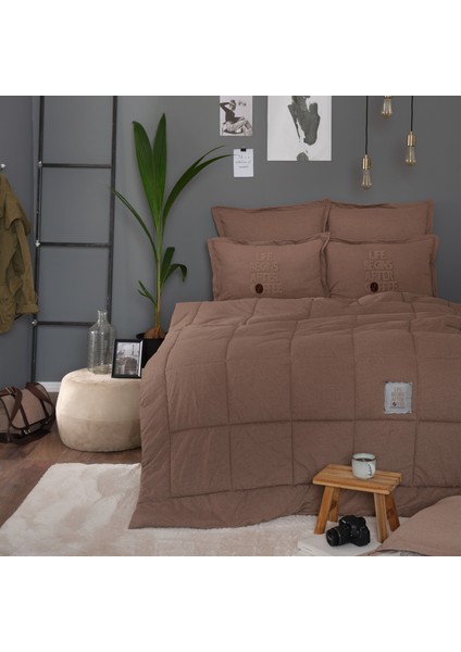Motto Cotton Comfort Çift Kişilik Kahve