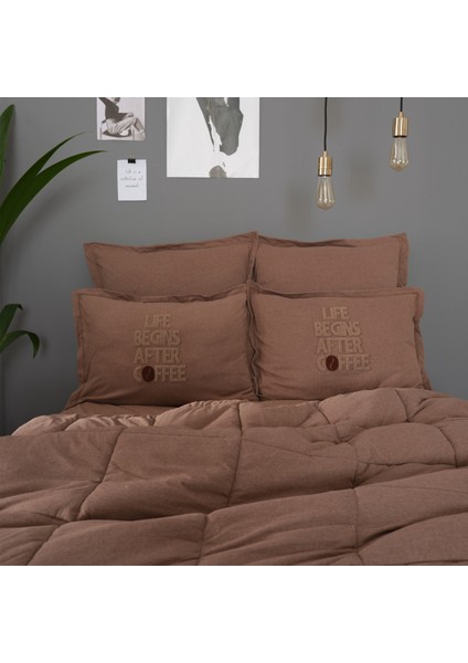 Motto Cotton Comfort Çift Kişilik Kahve