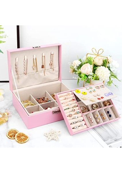 Iki Katlı Çok Bölmeli Takı Organizer Kutusu - Pembe (Yurt Dışından) fırsatları