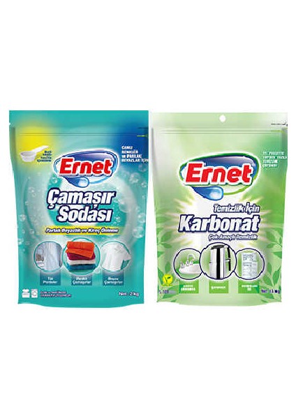 Temizlik İçin Karbonat 1,5 kg + Çamaşır Sodası 2 kg