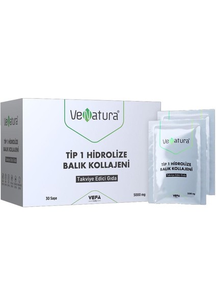 Tip 1 Hidrolize Balık Kollajeni Takviye Edici Gıda 30 Saşe