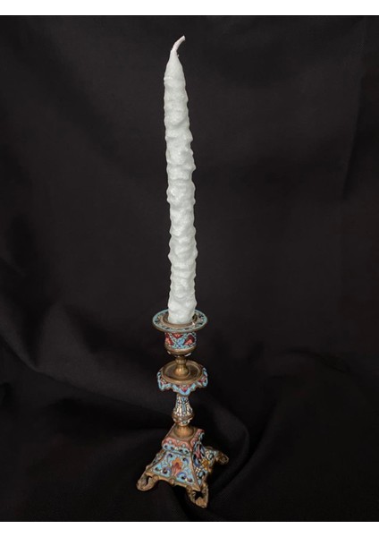 Çift Renkli Alevli Kar Masalı Şamdan Mumu 20 cm (Nil Yeşil)