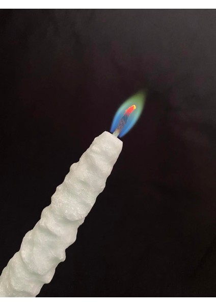 Çift Renkli Alevli Kar Masalı Şamdan Mumu 20 cm (Nil Yeşil)