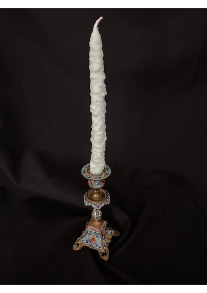 Çift Renkli Alevli Kar Masalı Şamdan Mumu 20 cm (Nil Yeşil)
