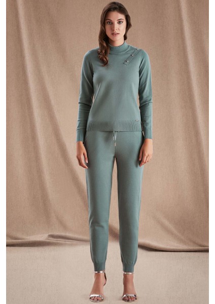 22509 Kemik Yeşil Triko Pantolon