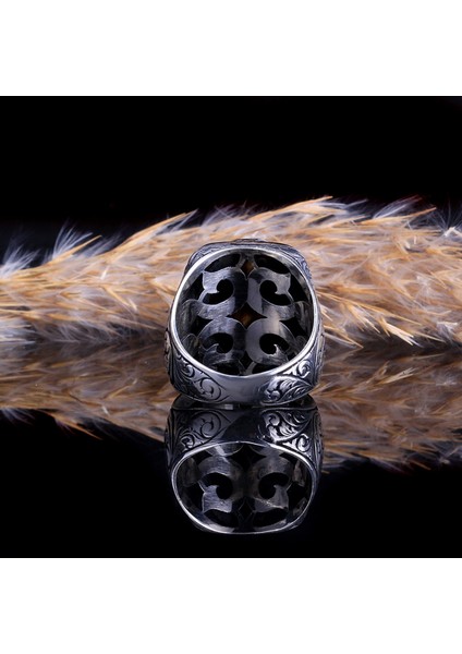 Kalem Işleme Motifli Kaplangözü Taşlı Gümüş Yüzük fırsatları