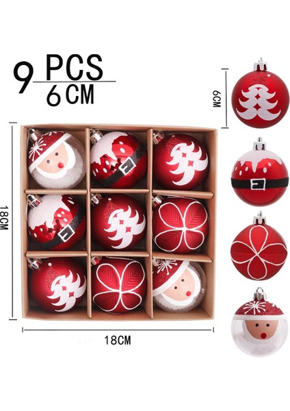 6 cm. 9 Paket Noel Topları (Yurt Dışından)