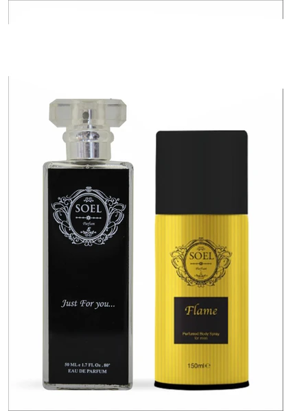 Soel Parfüm E64 Egost/chacnel Marka Parfüm 50ML Edp +Flame Erkek Deodorant 150ML Avantaj Seti Soel Parfüm