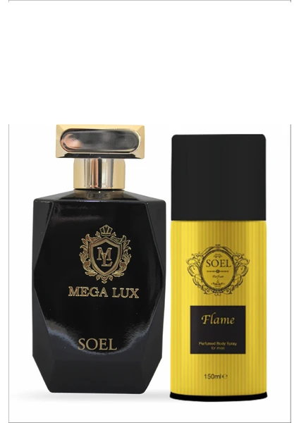 Soel Parfüm Mega Lux Nich Parfüm 110ML Edp Unisex +Flame Erkek Deodorant 150ML Avantaj Seti Soel Parfüm