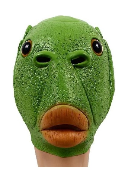 Cadılar Bayramı Kostüm Balık Başlığı Parti Maskesi Yeşil Yetişkin Hayvan Cosplay Prop Lateks Maskeleri (Yeşil)