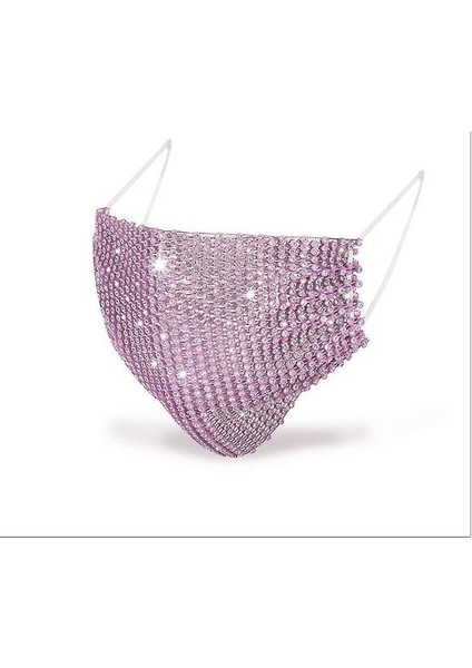 Rhinestones (Mor) ile Kadın Yüz Maskesi