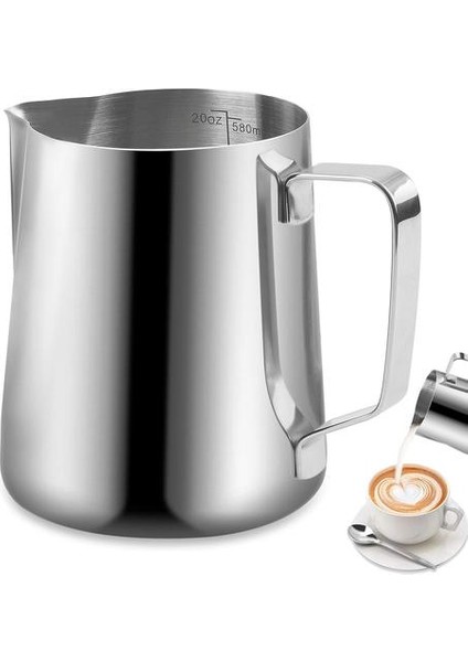 600 ml Paslanmaz Çelik Süt Köpürtme Sürahi Espresso Kahve Barista Kolu Zanaat Latte Cappuccino Kahve Süt Kupa Bardak Tencere | Kahve Kapları