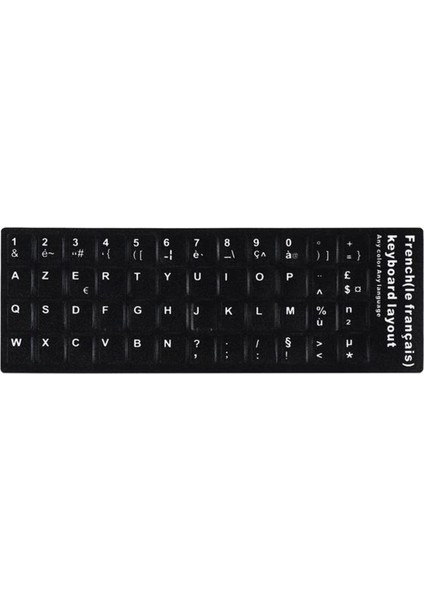 Fransızca Q Klavye Etiketi Laptop Macbook Pc Sticker - Siyah AL3038